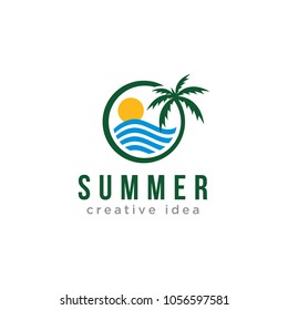 Summer Tree Logo Vector Icon Template