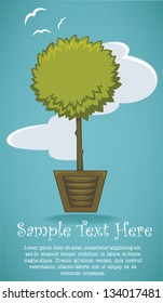 summer tree on open air, vector template