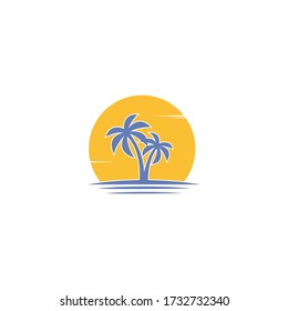 diseño conceptual del logotipo de la palma de árbol de verano