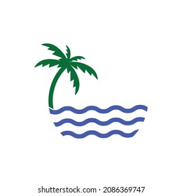 plantilla vectorial del icono del logotipo de la palma de árbol de verano.