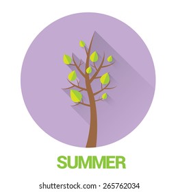 summer tree sign or label. summer tree vector illustration can be used for banner and posters.