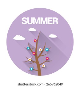 summer tree sign or label. summer tree vector illustration can be used for banner and posters.