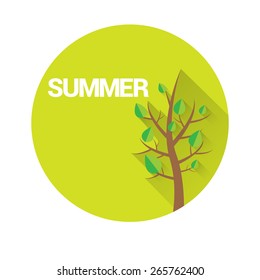 summer tree sign or label. summer tree vector illustration can be used for banner and posters.