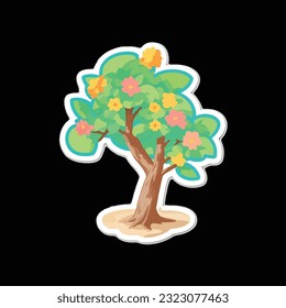 summer tree vector sticker design