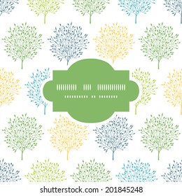 Summer trees colorful frame seamless pattern background