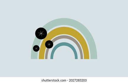 Summer trendy rainbows vector illustrations. Rainbows and doodle. Rainbow, cute 