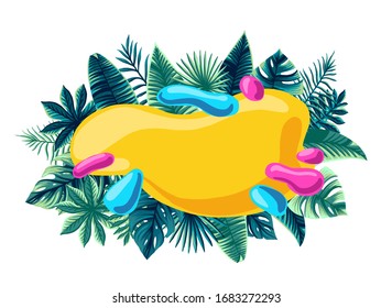 Summer trendy Tropical Design Vector Leaves bright composed for inscription