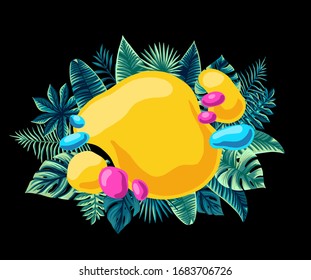 Vector de diseño tropical de moda Verano hojas brillantes compuestas para inscripción