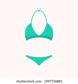 Trato de baño en la parte superior del triángulo de verano. Traje de baño colorido. Sobre un fondo blanco. Trato de baño para mujeres. Ilustración vectorial en estilo de caricatura