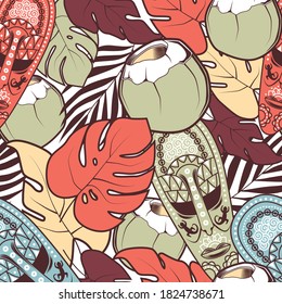 Summer and tribe vector seamless pattern illustration