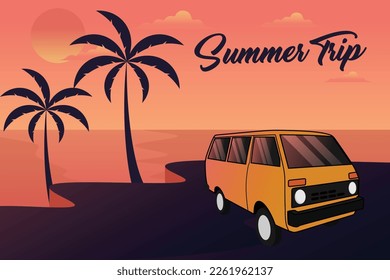 Summer trip design vector, Summer trip design template