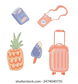 Summer trip to the sea flat design set