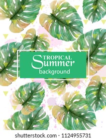 Summer Tropic palm leaves Vector. Exotic hot background illustrations
