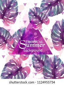 Summer Tropic palm leaves Vector. Exotic hot background illustrations