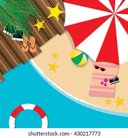 Summer tropic vacation background design. on the beach