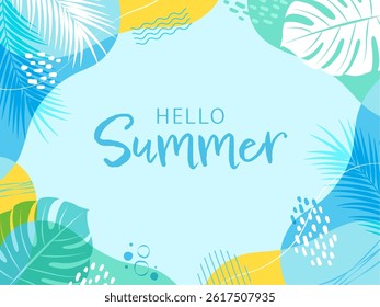 Summer tropical background frame with text Vector illustration