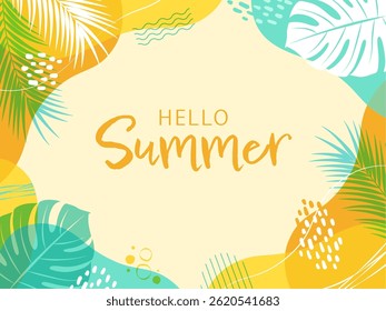 Quadro de fundo tropical de verão com texto Ilustração vetorial

