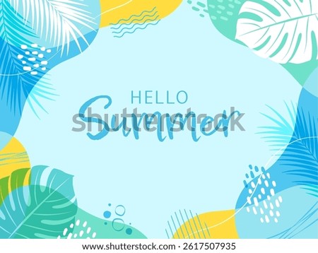 Summer tropical background frame with text Vector illustration