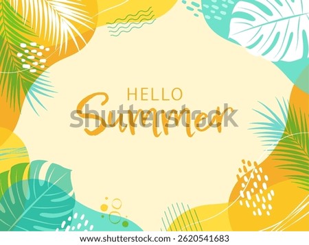 Summer tropical background frame with text Vector illustration
