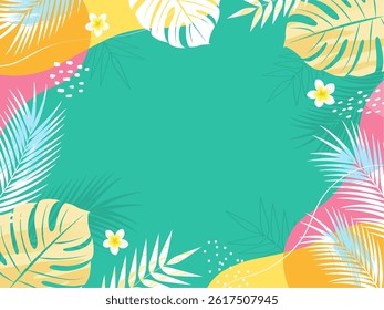 Summer tropical background frame_vector illustration