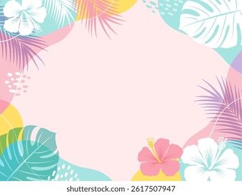 Summer tropical background frame_vector illustration
