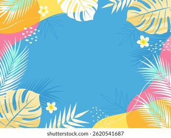 Verão tropical fundo quadro_vetor ilustração