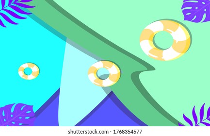 Fondo tropical de verano con hojas y flores,Resumen de moda y moderno y vibrante fondo de pared de primavera para tarjetas, web, libros, medios sociales, anuncios y revistas.Ilustración vectorial.