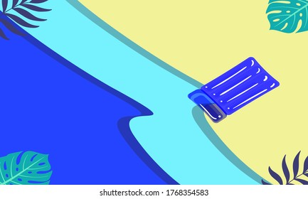 Summer tropical background with leaf and flowers,Trendy Abstract and modern vivid and vibrant spring wallpaper for cards,web,book,social media,ads and Magazine.Vector Illustration.