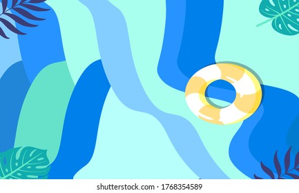 Fondo tropical de verano con hojas y flores,Resumen de moda y moderno y vibrante fondo de pared de primavera para tarjetas, web, libros, medios sociales, anuncios y revistas.Ilustración vectorial.