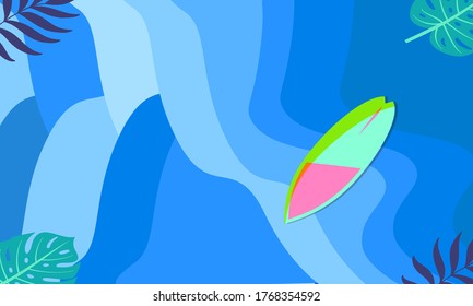 Summer tropical background with leaf and flowers,Trendy Abstract and modern vivid and vibrant spring wallpaper for cards,web,book,social media,ads and Magazine.Vector Illustration.