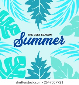 Summer tropical background with leaf pattern vector image,minimalist and creative concept design ideas,can be for wallpaper or summer party 