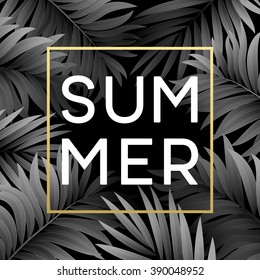 Summer tropical background of palm leaves