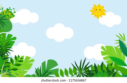 Summer tropical  background with palm trees