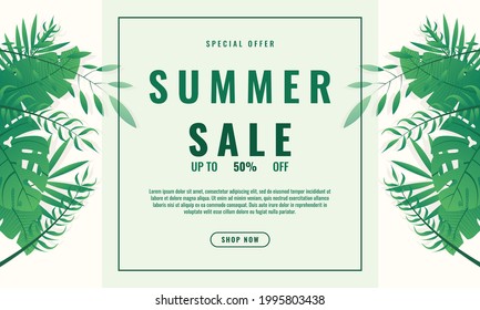 Summer tropical background sales promotion advertising banner template design