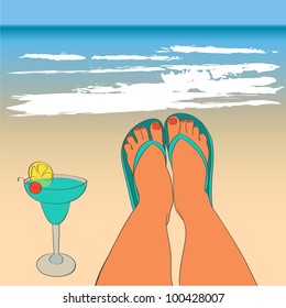 Summer tropical background, vector illustration