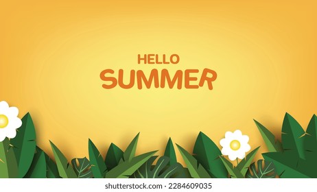 summer tropical background vector illustration, Exotic tropical leaves frame Lovely natural frame with tropical