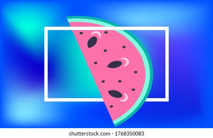 Summer tropical backgrounds with fruits,watermelon,Pineapple,mango,kiwi and banana,Trendy Abstract modern vivid vibrant spring wallpaper for posters,cards,web,book,social media and ads.Vector.
