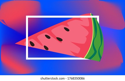 Summer tropical backgrounds with fruits,watermelon,Pineapple,mango,kiwi and banana,Trendy Abstract modern vivid vibrant spring wallpaper for posters,cards,web,book,social media and ads.Vector.