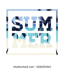 Summer tropical backgrounds with palms, sky and sunset. poster flyer invitation card. Summertime.