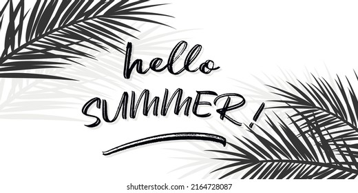 Summer tropical backgrounds with palms and transparent shadow. Summer  poster or flyer . Hello summer