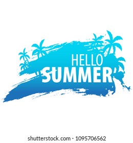 Summer tropical backgrounds set with palms and sunset. Summer placard poster flyer invitation card. Summer time. Vector Illustration