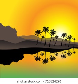 Summer tropical backgrounds set with palms