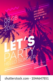 Summer Tropical Backgrounds For Sunset Party. Vacation Poster Template Flyer Invitation Card For Your Design