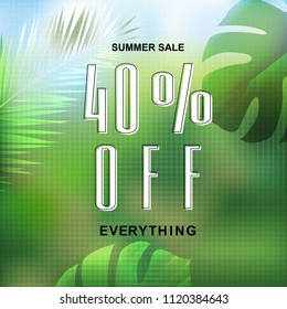 Summer Tropical Banner With Gradient Mesh, Vector Illustration