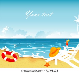 Summer tropical banner, vector illustration