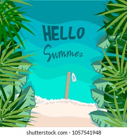  Summer tropical banner.Vector illustration.