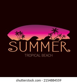 summer tropical beach vector illustration