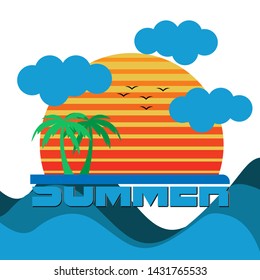 Summer tropical beach vector image white background
