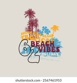 Summer Tropical beach vibes holiday graphic print design