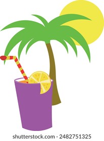 Summer tropical beverage for season  promotion. Fresh juice drink. Vector design.